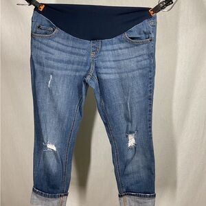 Indigo Blue Denim Distressed Jeans in Large
